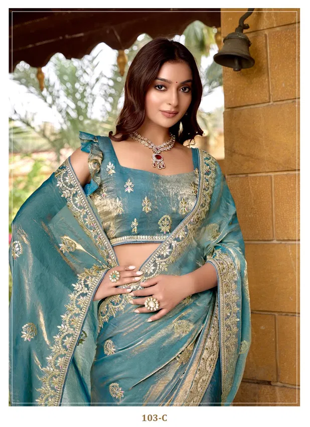 103 A To 103 D Durga fashion Fendi chiffon Designer Party Wear Saree Wholesale Market